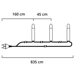 9,75 m lang lyskæde med toppærer inden i, 16 lk.^Konstsmide Christmas New