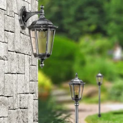 LCD Gadebelysning>1113 vejlampe, trykstøbt aluminium, sort-sølv