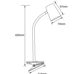 Adda LED-bordlampe med klemme hvid dæmpes i 3 trin^Brilliant Discount