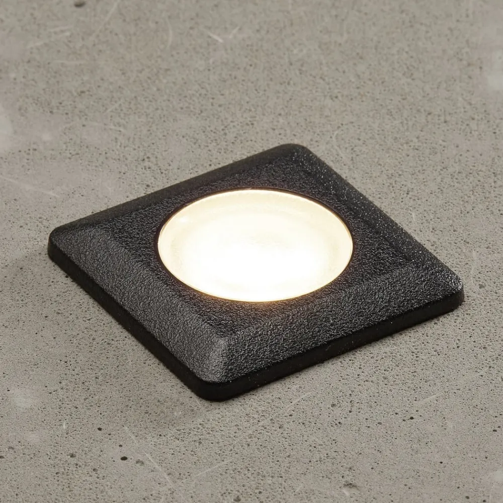 Aldo LED indbygningslampe kantet sort/klar 3.000 K^Fumagalli Outlet