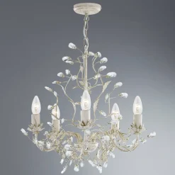 Almandite lysekrone, 5 lyskilder, creme, guld^Searchlight Clearance