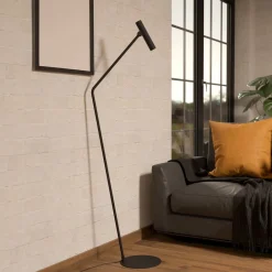 EGLO Almudaina LED-gulvlampe, sort, højde 157 cm, stål