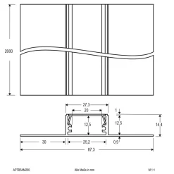 Alu mørtelfri profil 200cm med opal afdækning^EVN Clearance