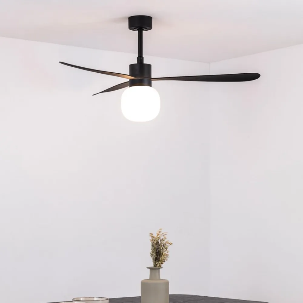 FARO BARCELONA Loftventilatorer>Amelia Ball loftventilator, LED-lampe, sort