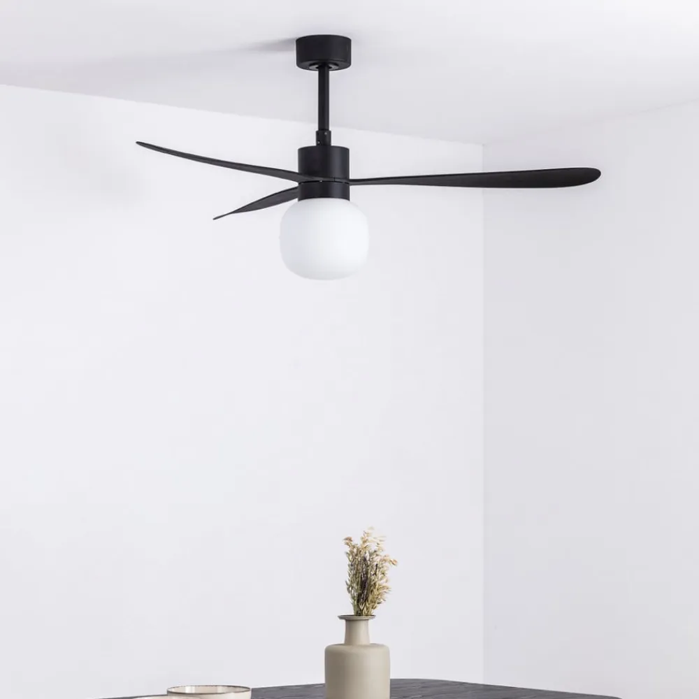 FARO BARCELONA Loftventilatorer>Amelia Ball loftventilator, LED-lampe, sort