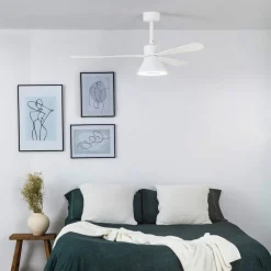 FARO BARCELONA Loftventilatorer>Amelia Cone loftventilator med LED-lampe, hvid