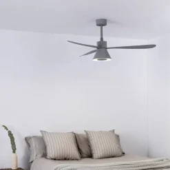 FARO BARCELONA Loftventilatorer>Amelia Cone loftventilator, LED-lampe, grå