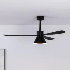 FARO BARCELONA Loftventilatorer>Amelia Cone loftventilator, LED-lampe, sort