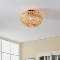 EGLO Amsfield loftlampe af bambus, oval