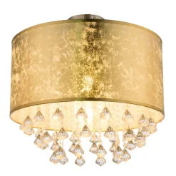 Amy loftlampe med akrylkrystaller, bladguld^Globo Sale