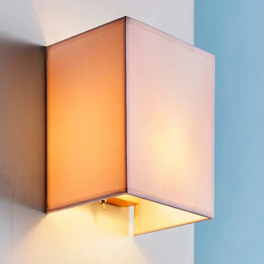 Lindby Væglamper|Væglamper>Annalisa kvadratisk stofvæglampe i hvid