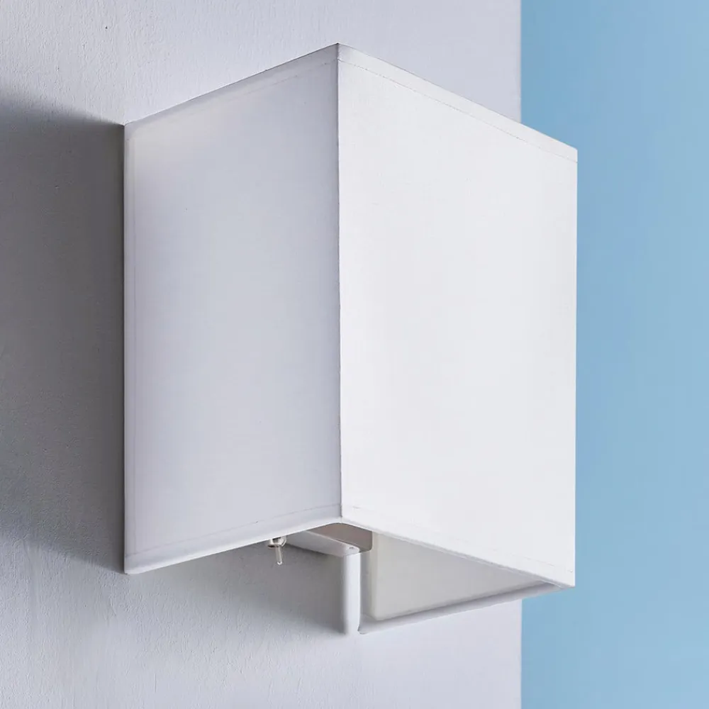 Lindby Væglamper|Væglamper>Annalisa kvadratisk stofvæglampe i hvid