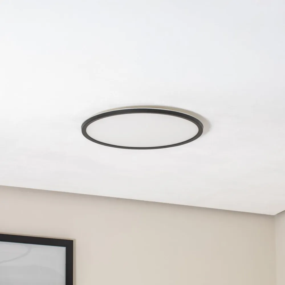 TK Lighting Aqua LED-panel, Ø 40 cm, sort, metal/plast, CCT dæmpbar