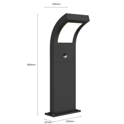 Arcchio Advik LED-vejlampe, 60 cm, antracit, sensor, IP54