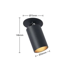 Davin indbygningsspot, cylinder, sort^Arcchio Outlet