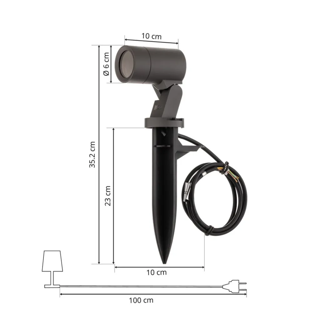 Hemmani spot med jordspyd, højde 35 cm, antracit, aluminium^Arcchio Best
