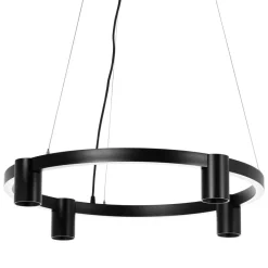 Arcchio hængelampe Brinja, sort, Ø 64 cm, 4 lyskilder, GU10