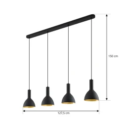 Arcchio Hængelampe Cosmina, 4 lyskilder, længde 120 cm, sort