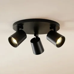 Arcchio Iavo-loftspot, rund, 3 lyskilder, sort