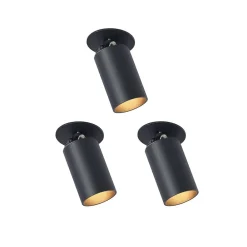 indbygningsspot Davin, sort, cylinder, sæt med 3 stk^Arcchio Online