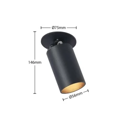 indbygningsspot Davin, sort, cylinder, sæt med 3 stk^Arcchio Online