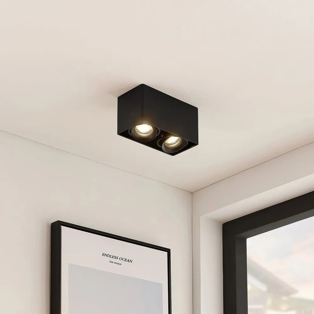 Kubika downlight, 19 cm, sort, 2 lyskilder, metal^Arcchio Discount