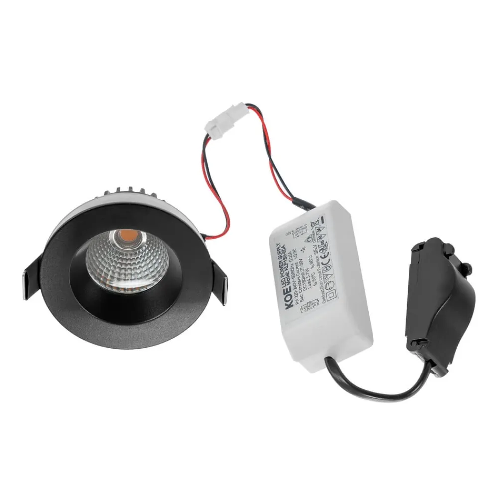 Arcchio Indbygningsspots>LED-downlight Aryx, sort, 2.700K