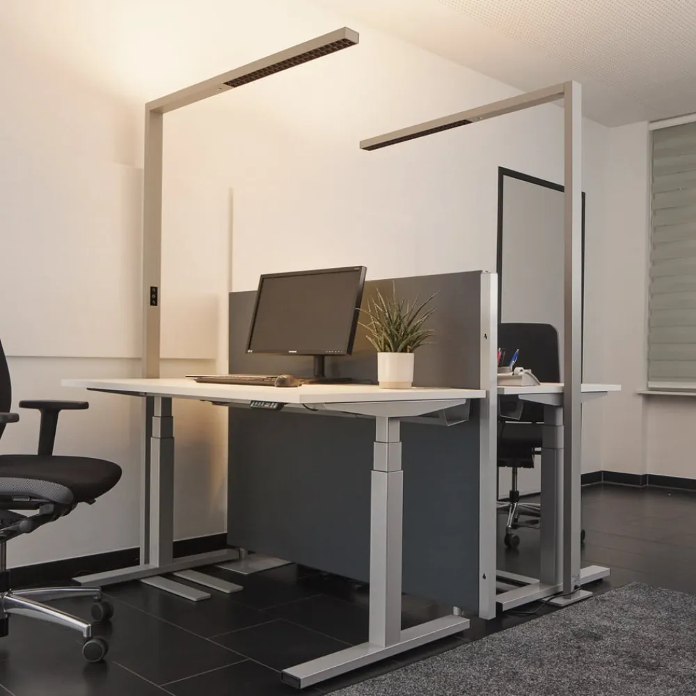 Arcchio Gulvlamper>LED-gulvlampe til kontor Jolinda, sølv, CCT, sensor,