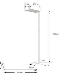 Arcchio LED-gulvlampe Timon, 195 cm, hvid, 54 W, aluminium