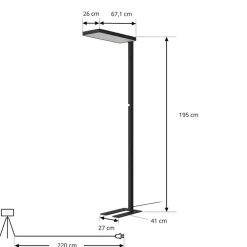 Arcchio LED-gulvlampe Timon, 54W, sort, højde 195 cm