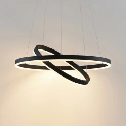 LED-hængelampe Albiona, sort, 2 ringe, Ø 60 cm^Arcchio New