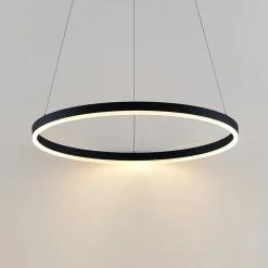 Arcchio LED-hængelampe Albiona, sort, 1 ring, Ø 60 cm
