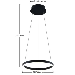 LED-hængelampe Albiona, sort, 1 ring, Ø 40 cm^Arcchio