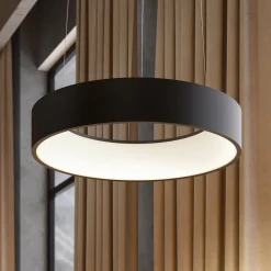 Arcchio Pendellamper>LED-hængelampe Aleksi, Ø 45 cm, sort, metal, CCT