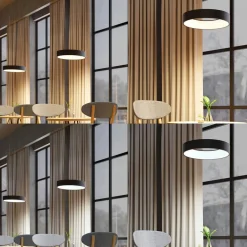 Arcchio Pendellamper>LED-hængelampe Aleksi, Ø 45 cm, sort, metal, CCT