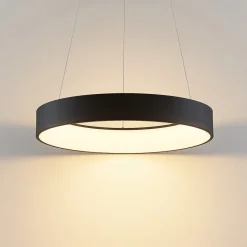 LED-hængelampe Aleksi, Ø 60 cm, sort, metal, CCT^Arcchio Best
