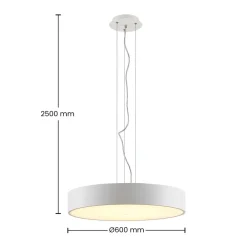 LED-hængelampe Noabelle, Ø 60 cm, hvid, metal^Arcchio Best
