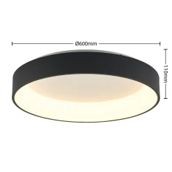 Arcchio LED-loftlampe Aleksi, Ø 60 cm, sort, metal, CCT