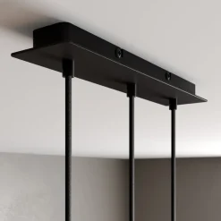 Arcchio LED-pendellampe Franka, 3 lyskilder, lang, sort, aluminium