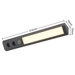 Arcchio LED-underskabsbelysning Ovano, 62 cm, sort, aluminium