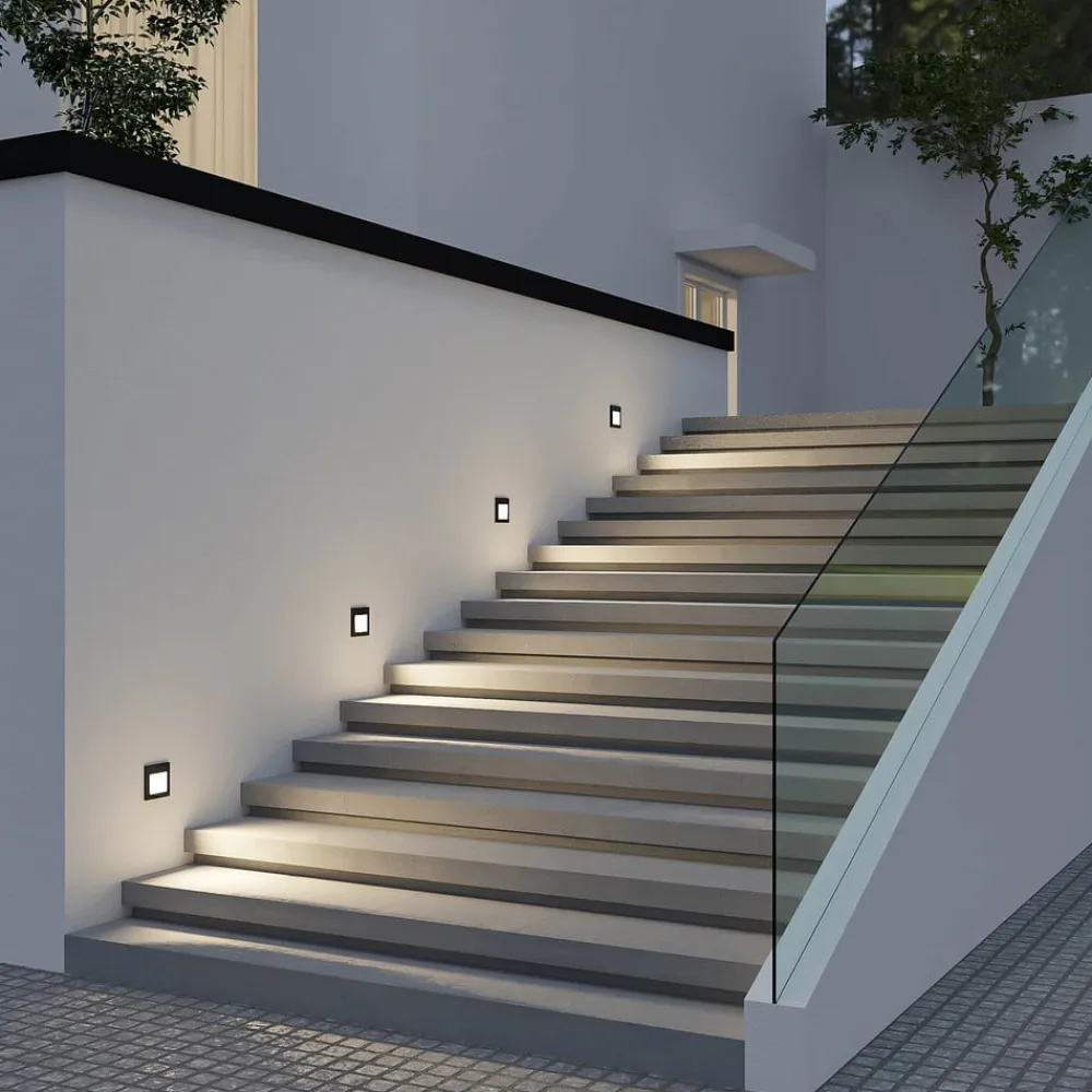 LED-vægindbygningslampe Zamo, sort, 11 cm, IP65^Arcchio Clearance