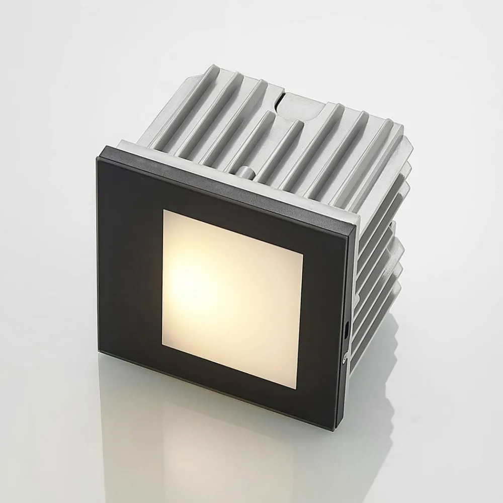 LED-vægindbygningslampe Zamo, sort, 11 cm, IP65^Arcchio Clearance