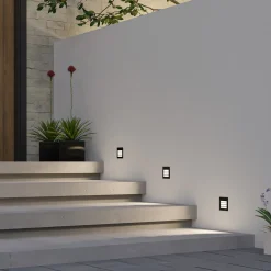 Arcchio LED-vægindbygningslampe Zamo, lamel, sort, IP65