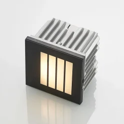 Arcchio LED-vægindbygningslampe Zamo, lamel, sort, IP65