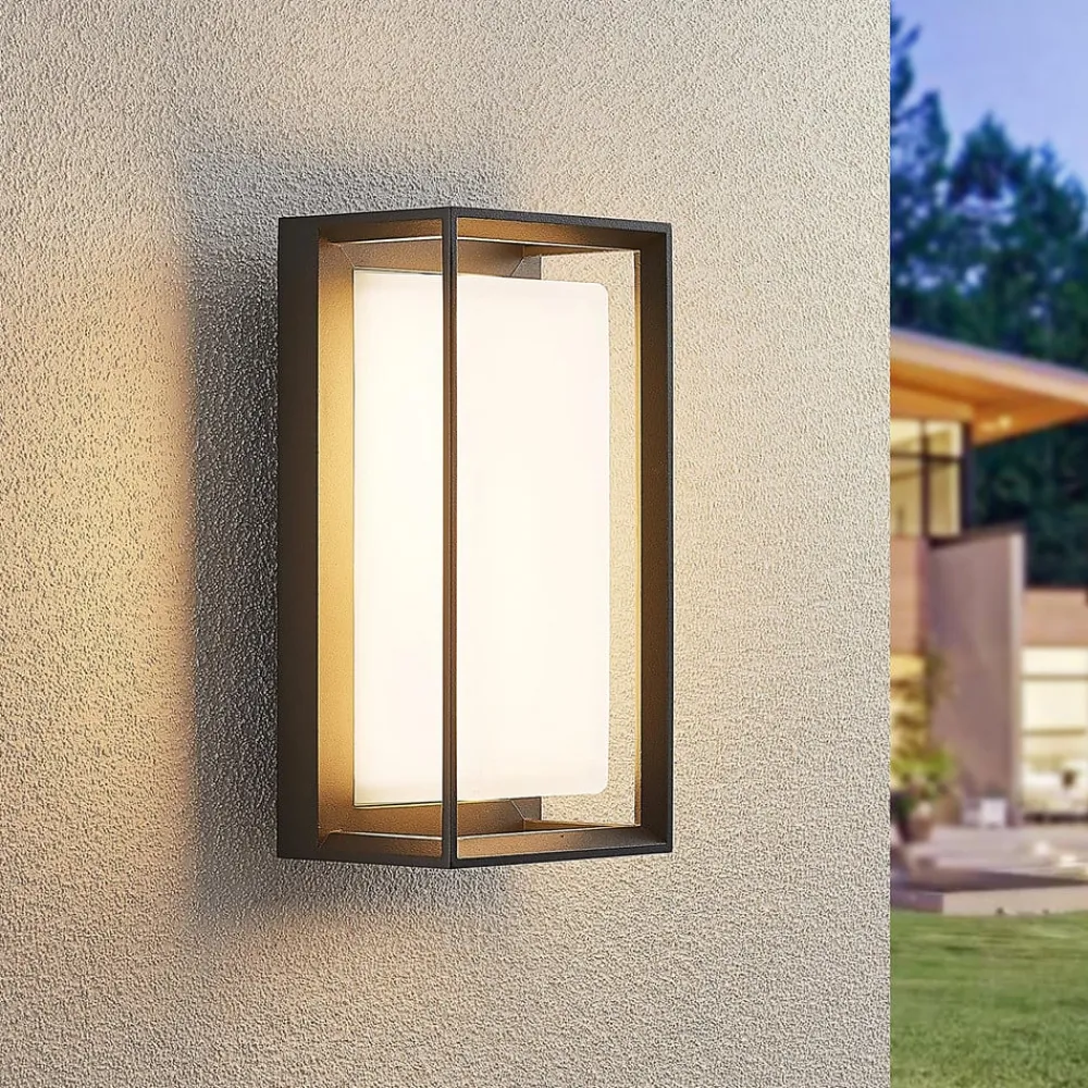 LED-væglampe Ismera, antracit/opal, IP65, glas^Arcchio Best