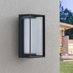 LED-væglampe Ismera, antracit/opal, IP65, glas^Arcchio Best