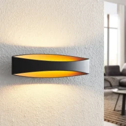 Arcchio Gang|Væglamper>LED-væglampe Jelle, 44 cm, sort/guld, op/ned