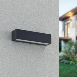 Arcchio LED-væglampe Lengo, 25 cm, 1 lyskilde, antracit, CCT