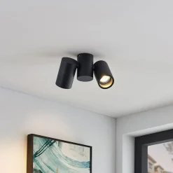 Arcchio loftlampe Gesina, 2-lys, sort, aluminium, 17,5 cm