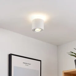 loftlampe Walisa, Ø 10 cm, hvid, metal, GU10^Arcchio Outlet